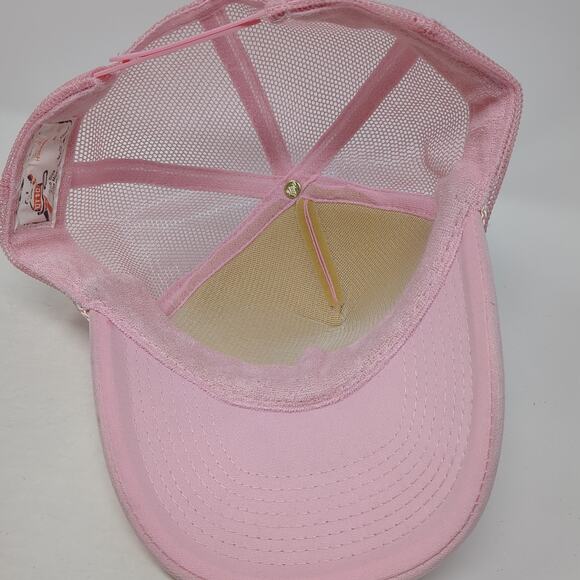 J&R Meat Processing Snapback Rope Trucker Hat Pink One Size Mesh Back - Picture 7 of 9